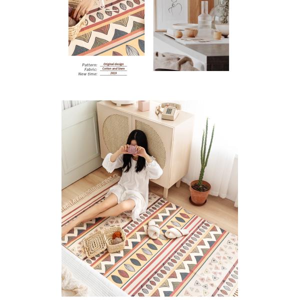 Y-Z Simple Linen Tassel Woven Cotton Mat Nordic Boho Style Turkish Living Room Home Floor Carpets and Rugs