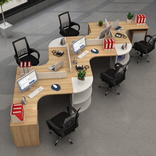 Modern Staff Workstation L-Shape Desk Set with Aluminum Frame and Panel/Fabric/Steel