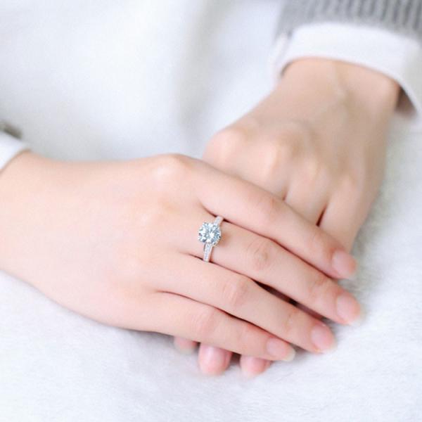 925 Sterling Silver Round Cut Brilliant Cubic Zirconia Ring Lady's Jewelry (RE671)