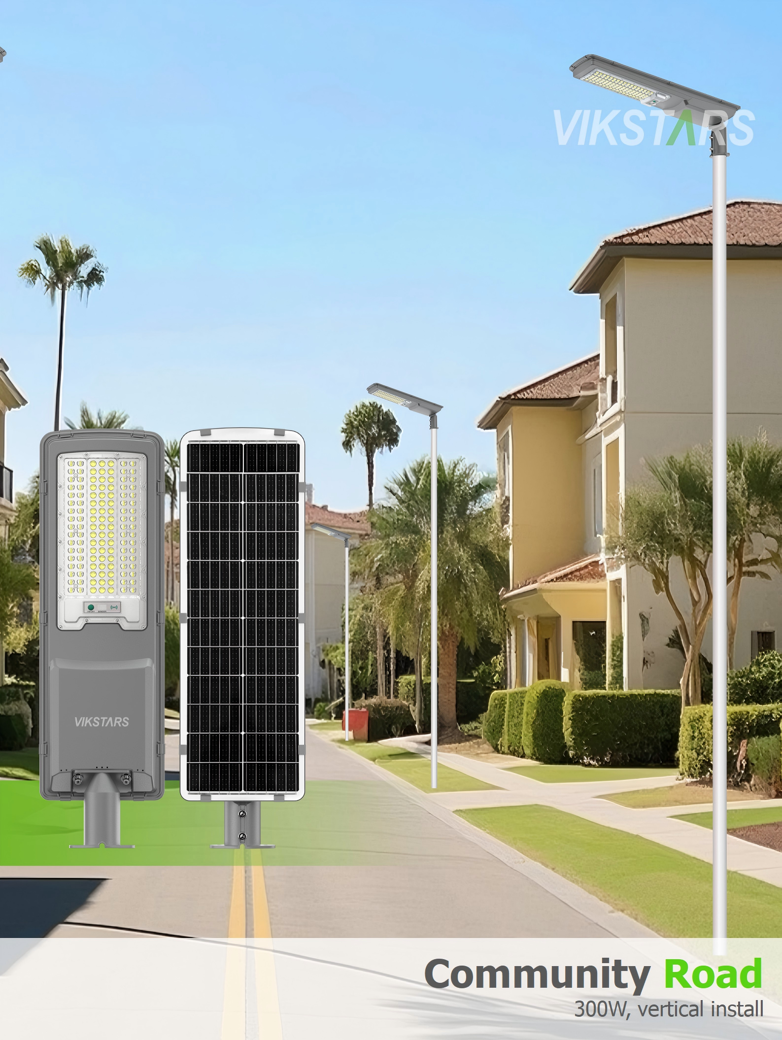 Outdoor Integrated Solar Street Lights Outdoor 200w 300w Lamp for Road With Light Sensor Remote Control Pole