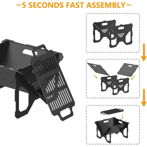 20 inch Outdoor Portable Firepit with BBQ Tray Detachable Wood-Burning Fire Pit Log Stove Fireplace