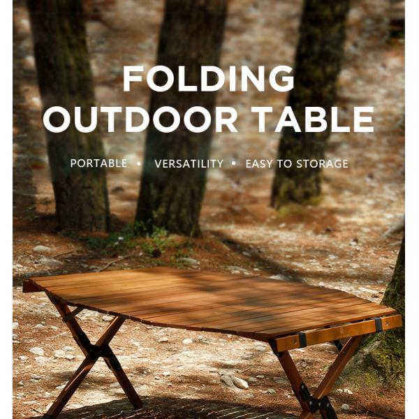Octangle Wood Camping Table - Open view showing octagonal design