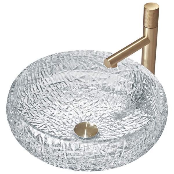 Ball Shaped Clear Glass Sink Bowl Countertop Mounted Home Decoration