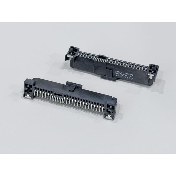 SAS 29P Female Connector with fish fork, SMT, Gold-Plated 30U", PCB Mount, High-Speed Signal and Power Transmission, RoHS &HF Compliant