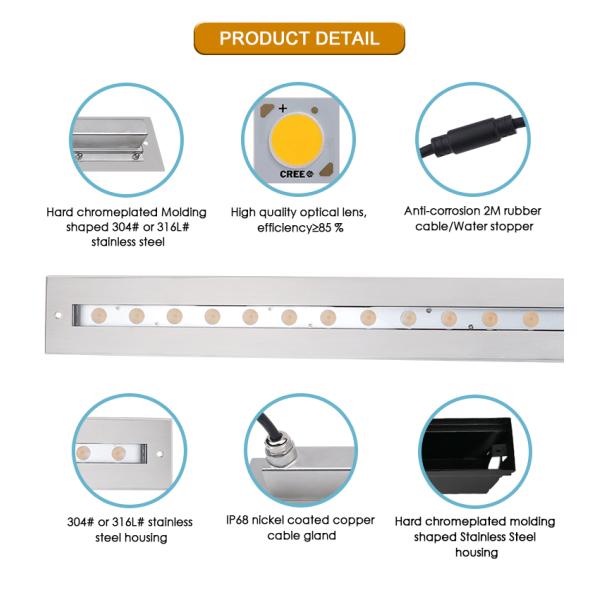 Underwater Linear Light IP68 Outdoor Waterproof Stainless Steel DMX512 RGBW3000k From Top Manufacturer