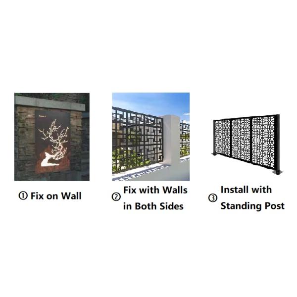 Fashion Black Aluminum Privacy Fence Panels Laser Cutting Metal Modern