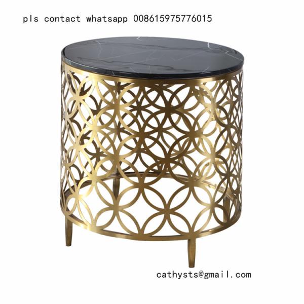 modern designed metal corner table stainless steel laser cutting base side table