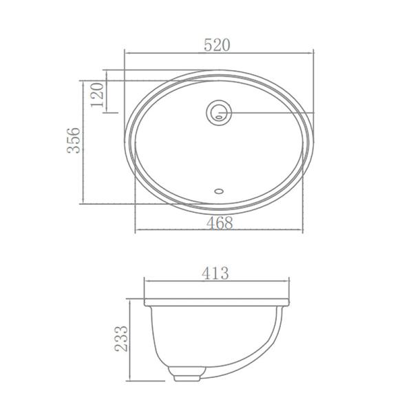 CUPC Undercounter Vanity Basin Ceramic for Sanitary WC Toilet