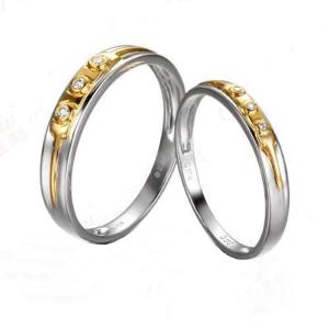 China 18K White Gold Yellow Gold Diamonds Wedding  Couple Ring  (GDR010) on sale