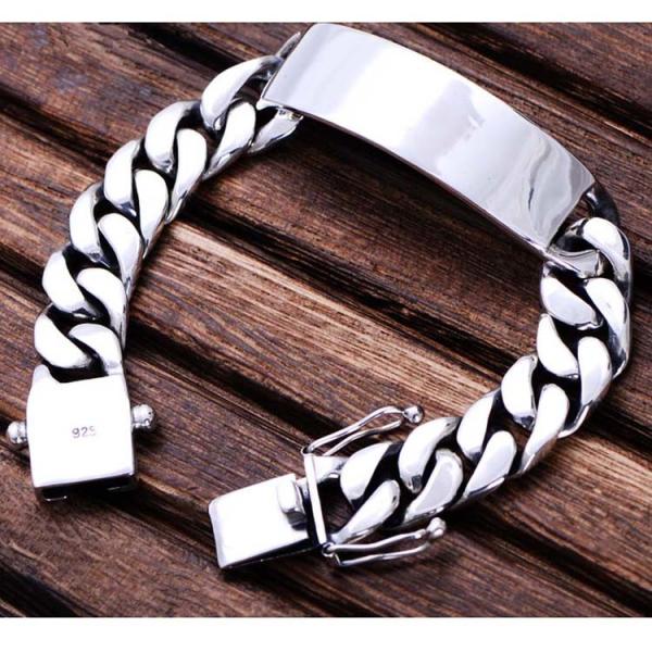 Men Heavy Sterling Silver Chunky Chain Link ID Bracelet (056607)