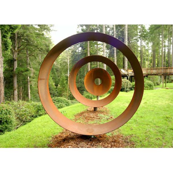 Laser Cut Rusty Outdoor Corten Steel Sculpture For Garden Decoration Circle Shape