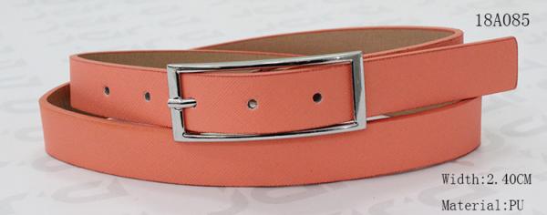 Cheap 3.15cm Orange PU Womens Fashion Belts With Rectangle Nickel Buckle / Flat Belt Tip for sale