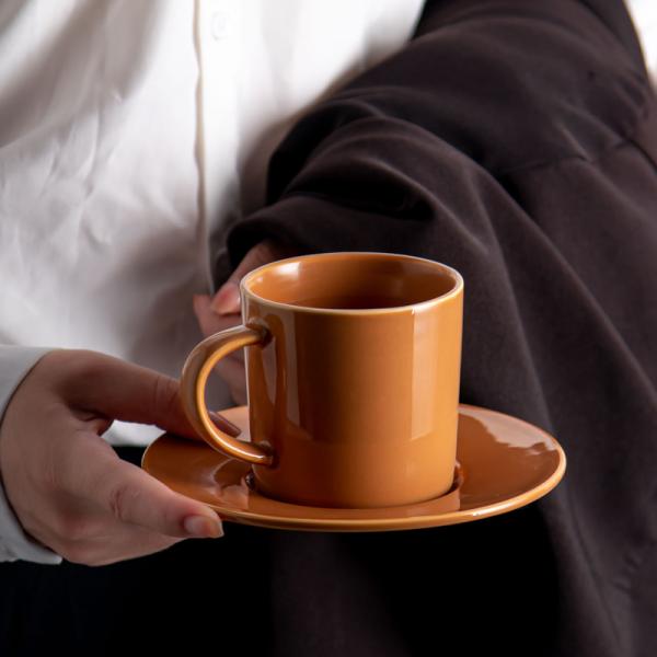 Custom Printed Ceramic Mug Crackle Pattern Glaze Tea Cup And Saucer Set