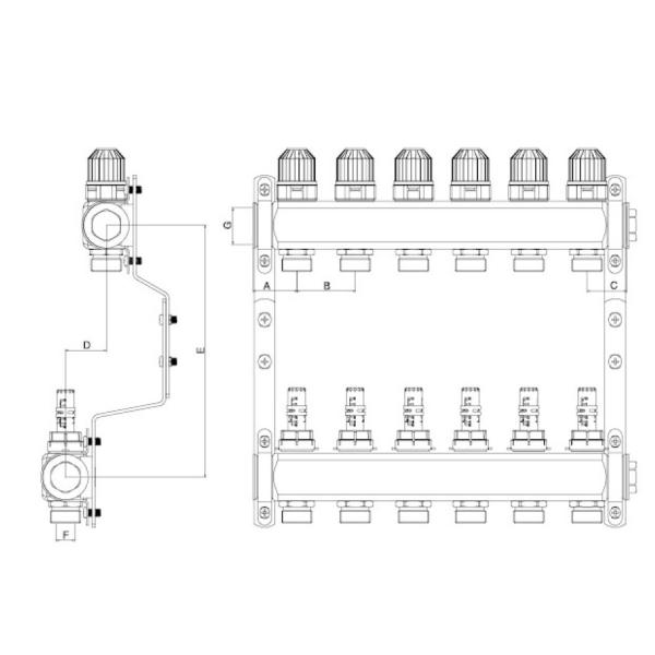 Forged Brass Distribution Manifold Threaded 16.Bar Mf0002-25