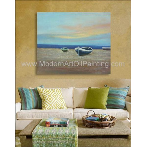 Modern Decorative Boats Oil Painting Ship On The Beach Acrylic And Oil Painting
