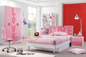China cheap children bed Pink color Girls wholesale kids bedroom furniture 105