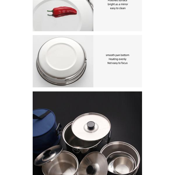 OEM/ODM Camp Cook Set Outdoor Cooking Soup Pot Vegetable Bowl Camping Mess Kit Camping Cookware Set