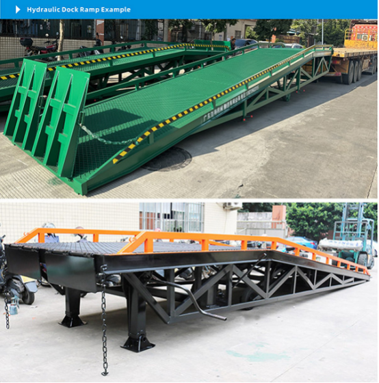 Close-up view of hydraulic dock ramp