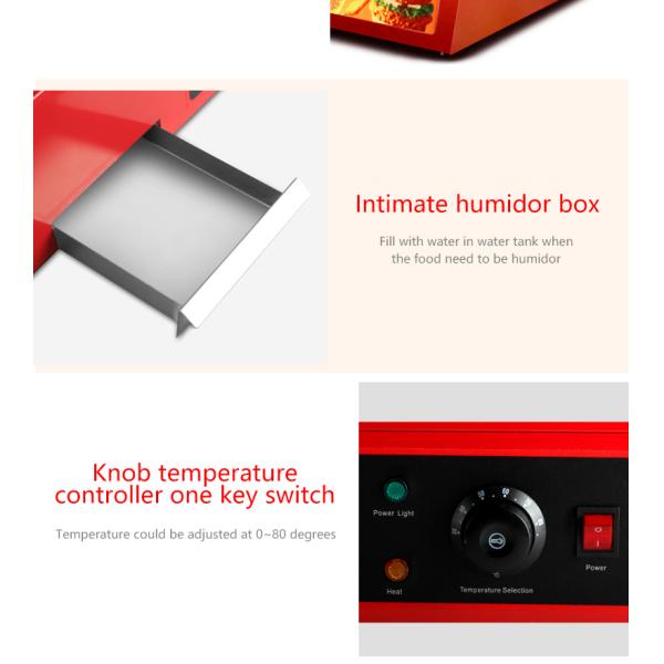 Professional Electric Red Glass Food Warmer Display Showcase with Toughened Glass