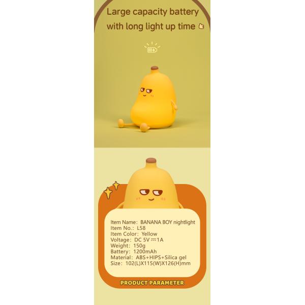 Modern Design Banana Silicone Night Light Cute Rechargeable Dimmable LED Small Desk Lamp For Bedroom And Table Decorations