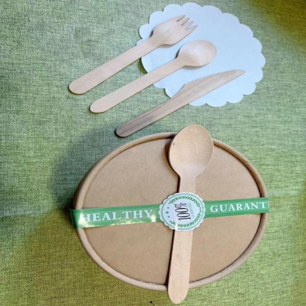 Disposable Takeaway Kraft Paper Box With Spoon Fork Customized Set Food Container In Restaurants For Food Fruit