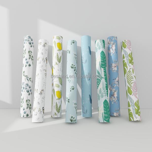 PVC Vinyl Peel And Stick Botanical Wallpaper 60cm Self Adhesive Wallpaper Flowers