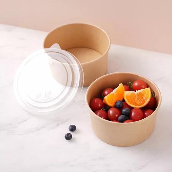 Degradable Environmental Food Grade Custom Printed Disposable Kraft Paper Bowl Salad Paper Bowl