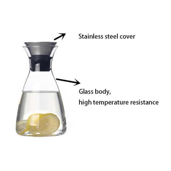 Heat Resistant Pyrex Clear Glass Water Pitcher , Glass Fruit Infusion Pitcher