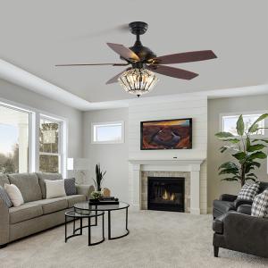 Quality Commercial 65W 120V Matte Black Ceiling Fan With Light And Remote wholesale