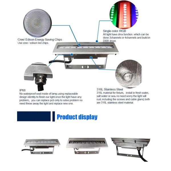 316l Stainless Steel Rgb Underwater Lights , 9x4w IP68 Underwater Light
