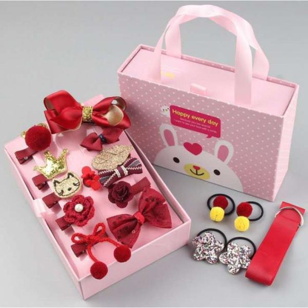 Japan Korea new kids baby girls hair accessories 18 sets gift box cute little princess baby hairpin baby hairban