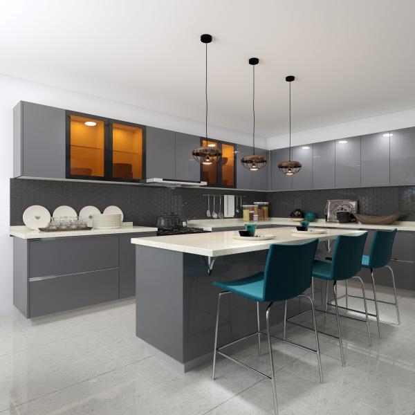 18mm Melamine Board Modern Wall Hanging Kitchen Cabinet with Acrylic Finish