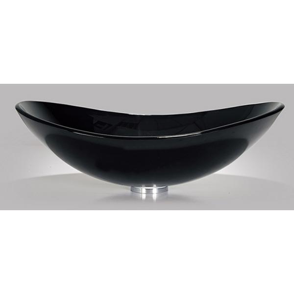 High Glossy Black Tempered Glass Sink Boat Shape Table Top Bathroom Glass Wash Basins