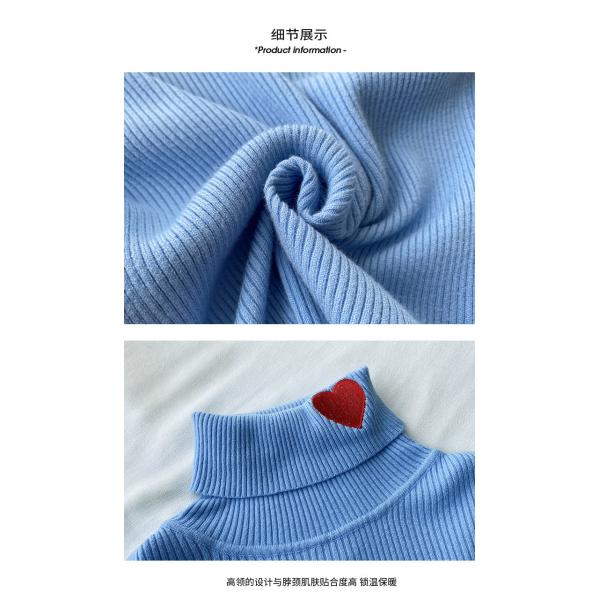 Autumn Winter Women Knit Sweater , High Neck Knit Sweater