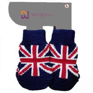 Quality Customized Dog Sock Knitting Patterns Union Jack 95% Cotton 5% Spandex wholesale