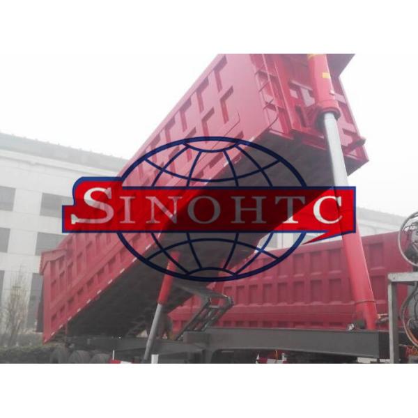 35m3 Tri Axle Dump Trailer With Assistant Cylinder , 80T Semi Trailer End Dump Truck