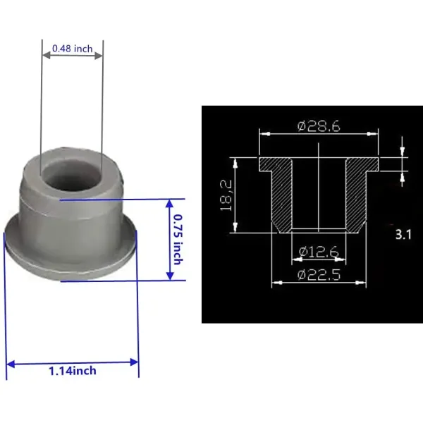 Top Golf Cart Club Car Precedent Bushing, Urethane, Short, Prec Replace #102956201/#1022874011
