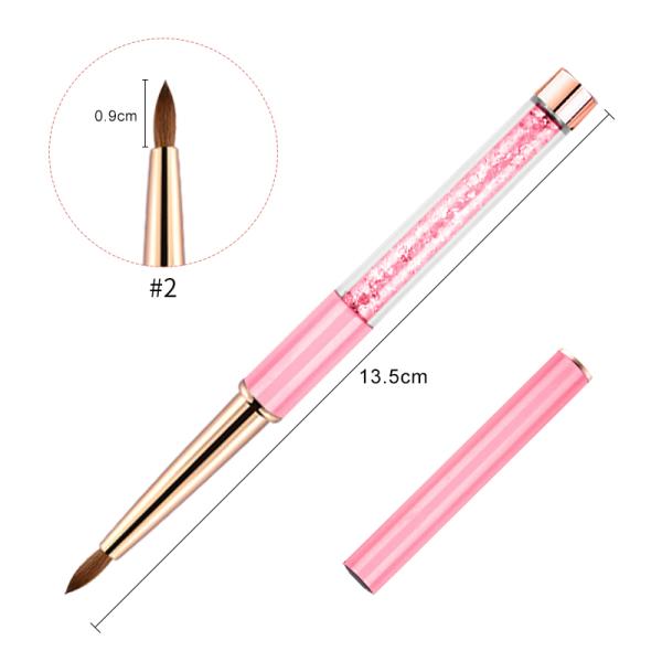 Manicure Pink Handle Acrylic Nail Brush Sable Round Nail Brush Size 6 8