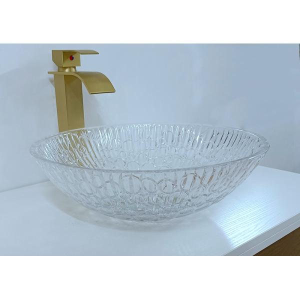 Round Hotel Crystal Wash Basins 130mm Artistic Glass Vessel Sink Bowl For Home Bathroom
