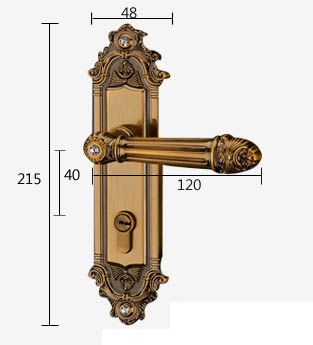 European style Entrance Villa Door Lock, double bolts mortise lock , Antique Brass finish