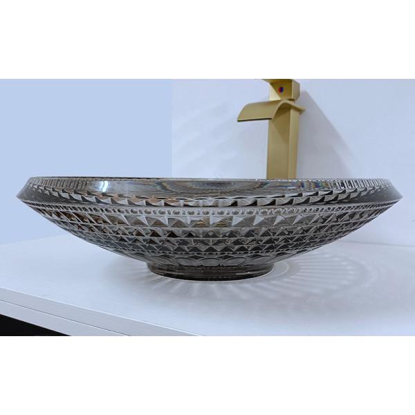 Transparent Shallow Wash Basin Modern Round 19mm Black Bowl Sink Bathroom