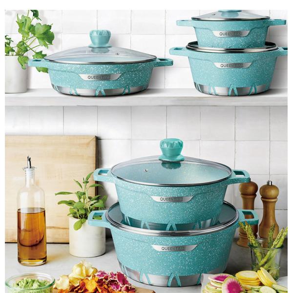 Wholesale 10 Pieces Cooking Pot Set Induction Non Stick Cookware Set Aluminium Kitchen Pot Set