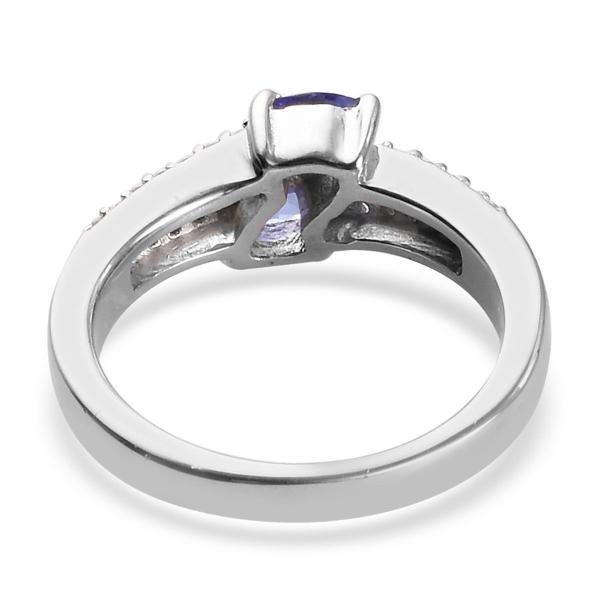 0.25 Carat Tanzanite 0.925 Sterling Silver Ring Jewelry with White CZ Accent