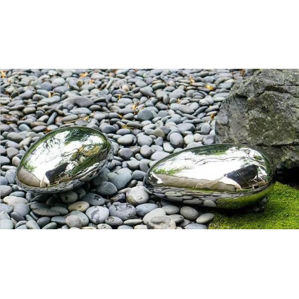 Garden High Polish Pebble Shape Stainless Steel Sculpture For Lawned