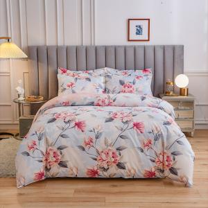 White 4 Piece 100% Cotton Quilt Bedding Set Customized Color Comforter Bed Sheet
