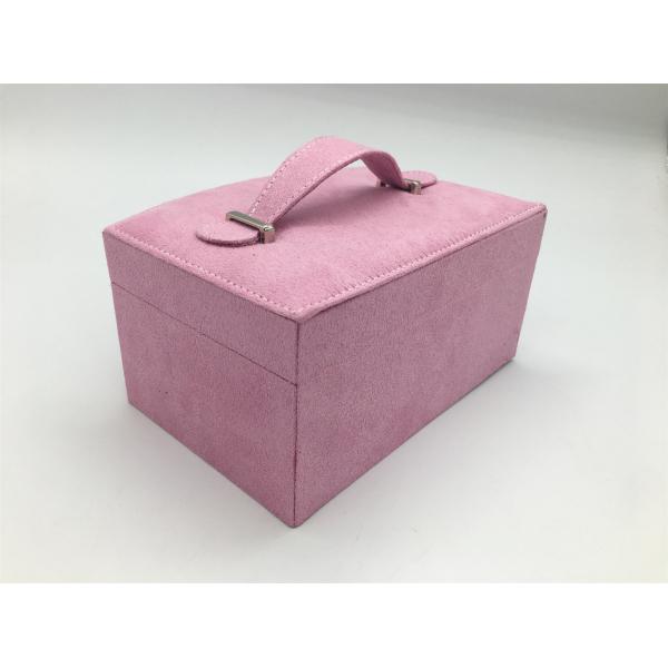 Pink Fabric Fancy Jewelry Box With Lock And Handle Customized Size