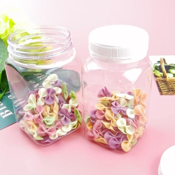 Sticker Label PET 12 Oz Square Plastic Bottles With Lid Tamper Proof