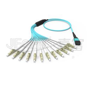 Quality MPO Patch Cord OM3 OM4 MPO-LC Breakout Cable 1 3 5 10 Meter LSZH/PVC Jacket 850/1300nm Aqua wholesale