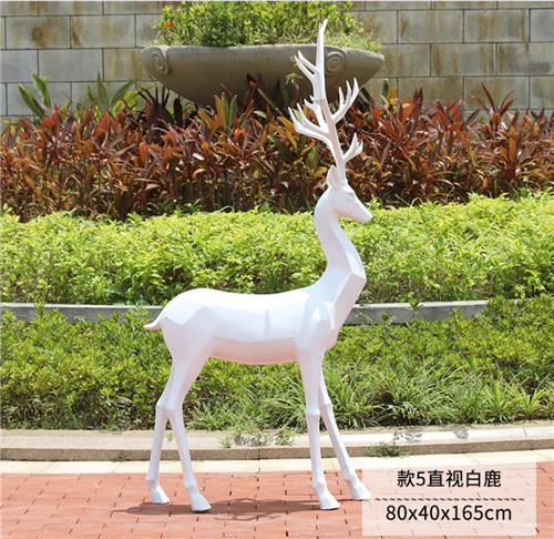 Custom Geometric Fiberglass Life Size Deer Statue Garden Animal Sculptures