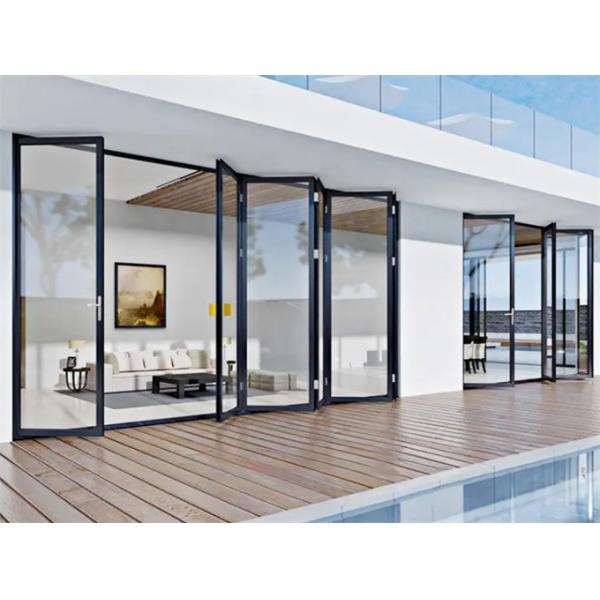 Double Glass Accordion Design Aluminium Folding Doors For Modern Large Bi Folding Patio